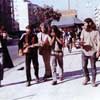 Radhanath Swami in A street band in Greece where the author played harmonica with lifelong friend Gary(far right)